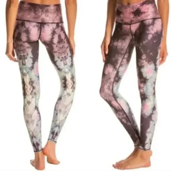Teeki Leggings Women's XS Eagle Feather Dreamcatcher Tie Dye Bohemian Yoga - Picture 9 of 9
